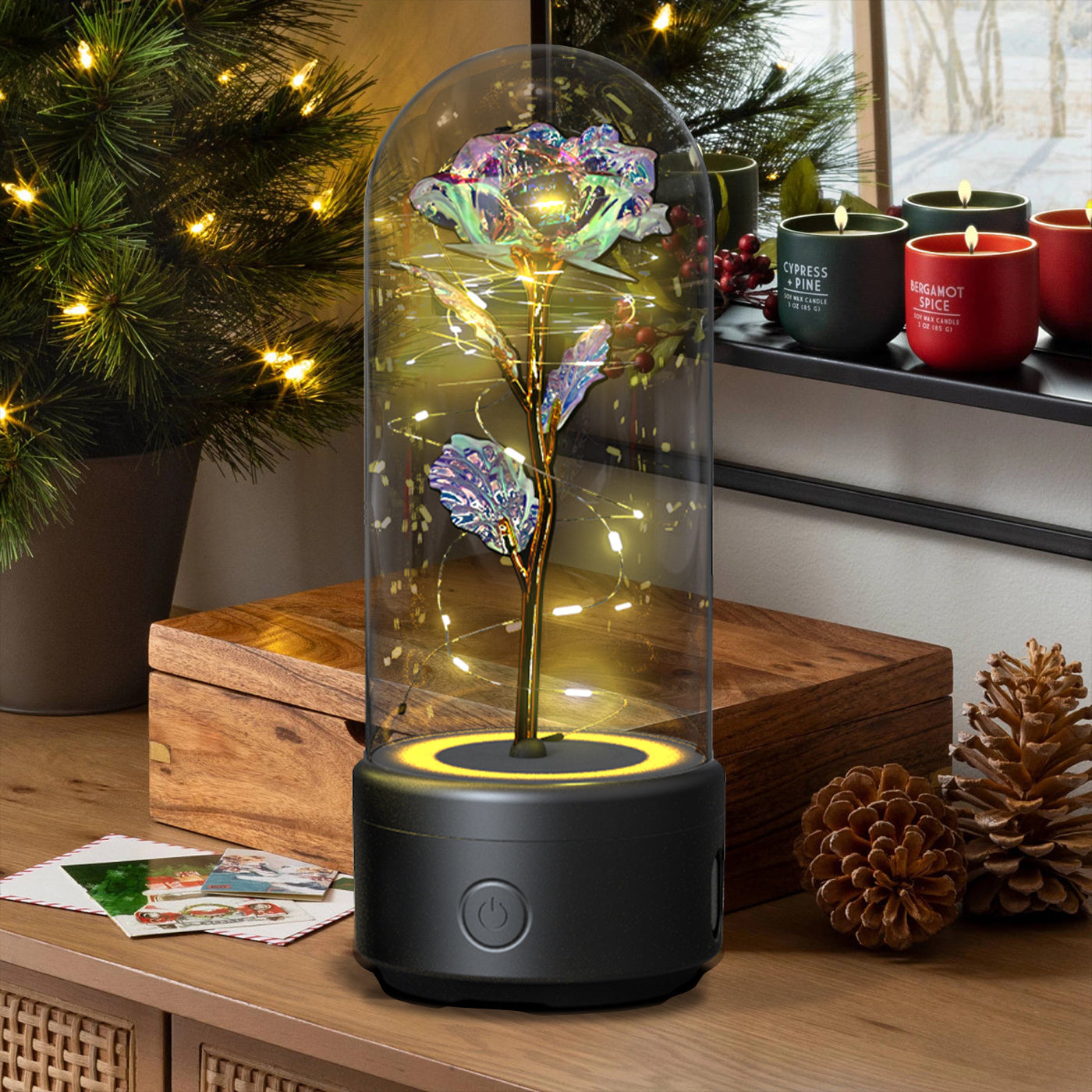 2-in-1 Rose LED Bluetooth Speaker