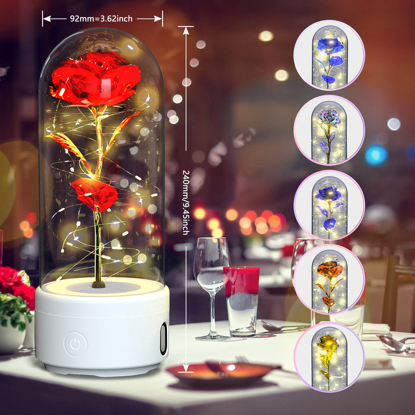 2-in-1 Rose LED Bluetooth Speaker
