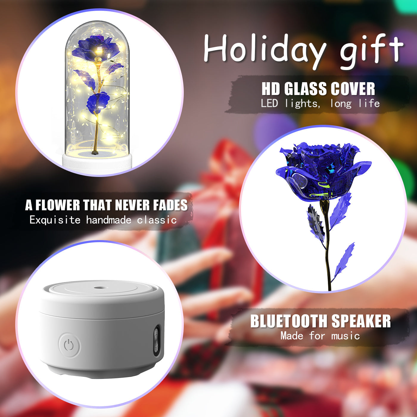 2-in-1 Rose LED Bluetooth Speaker