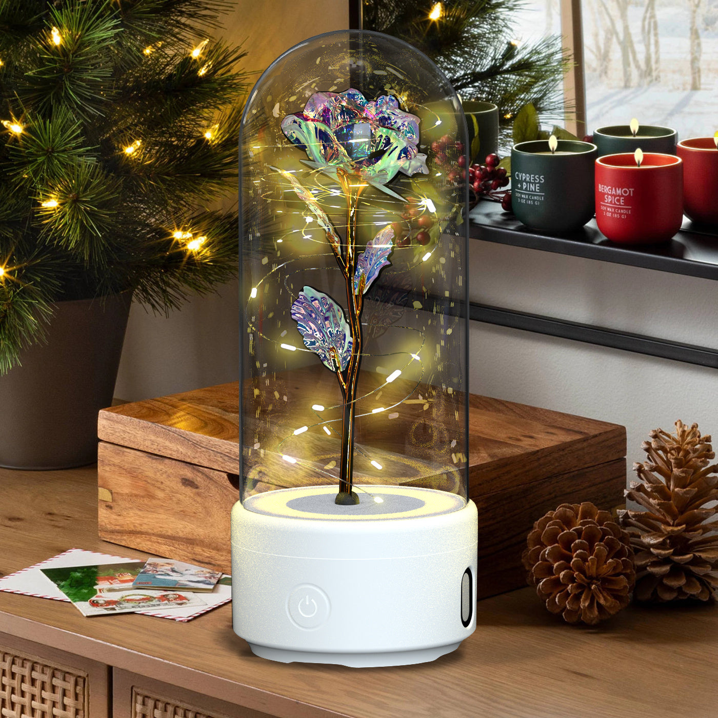 2-in-1 Rose LED Bluetooth Speaker