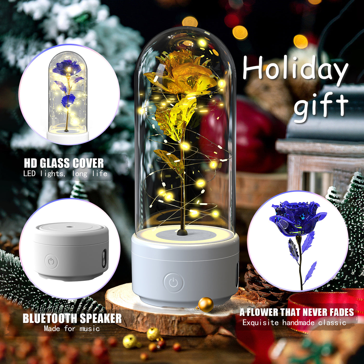 2-in-1 Rose LED Bluetooth Speaker
